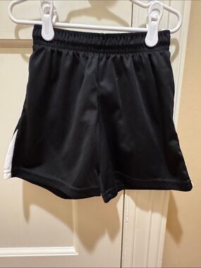 Kids Black Athletic Shorts with White Accent
